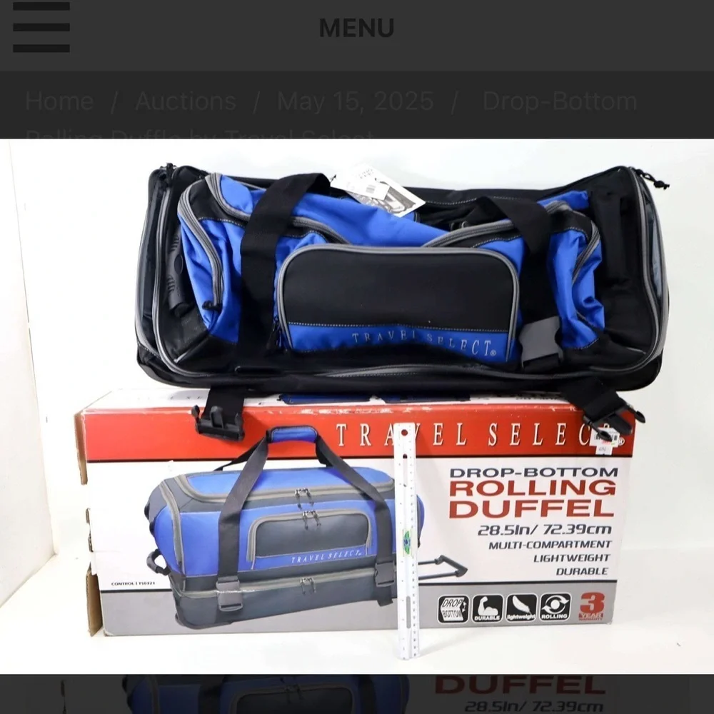 Blue and Black Duffel Bag